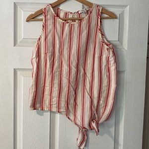 Madewell sleeveless cotton tank with tie - red and white - fits up to small